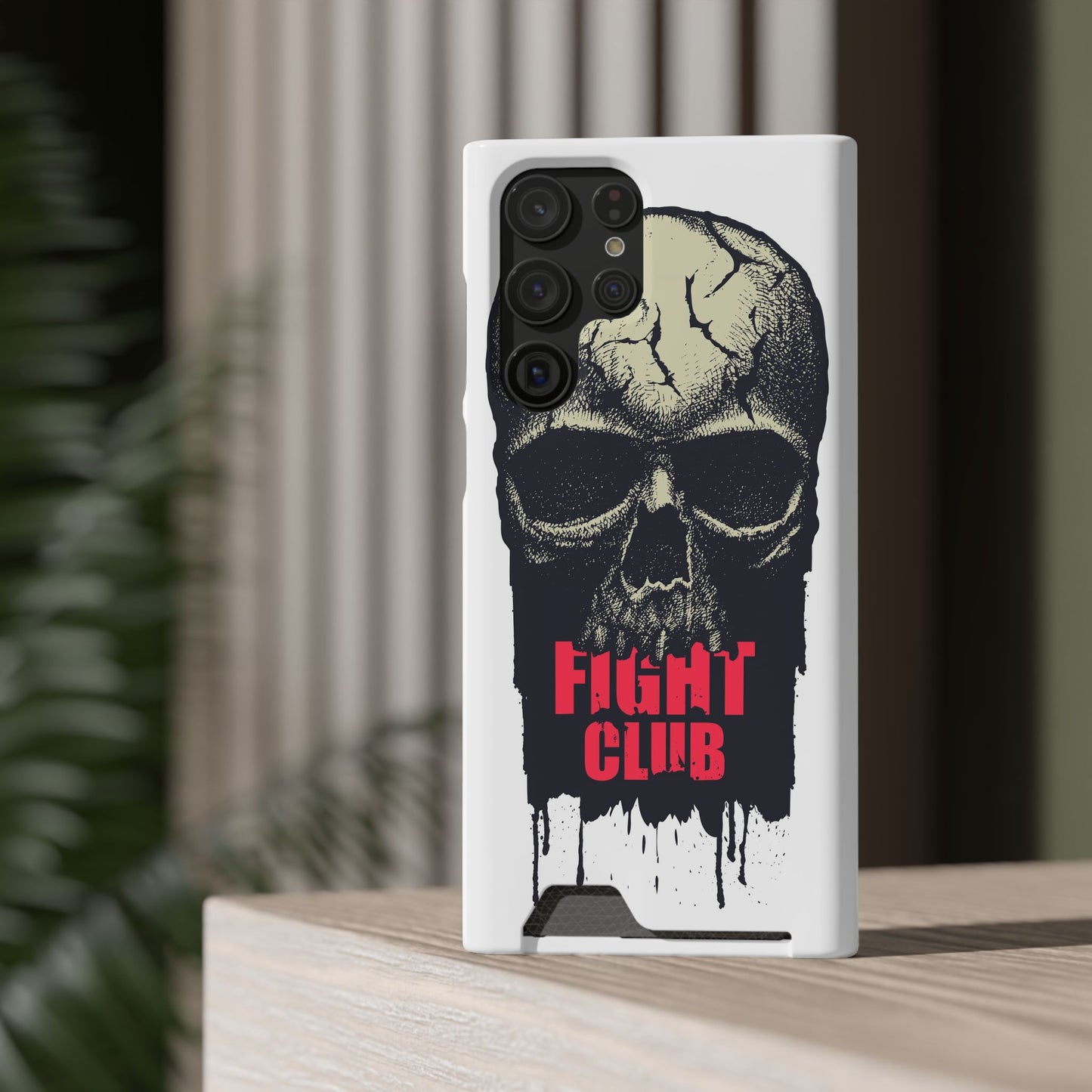 Fight Club Skull Phone Case with Card Holder — Bold Gothic Skull Design