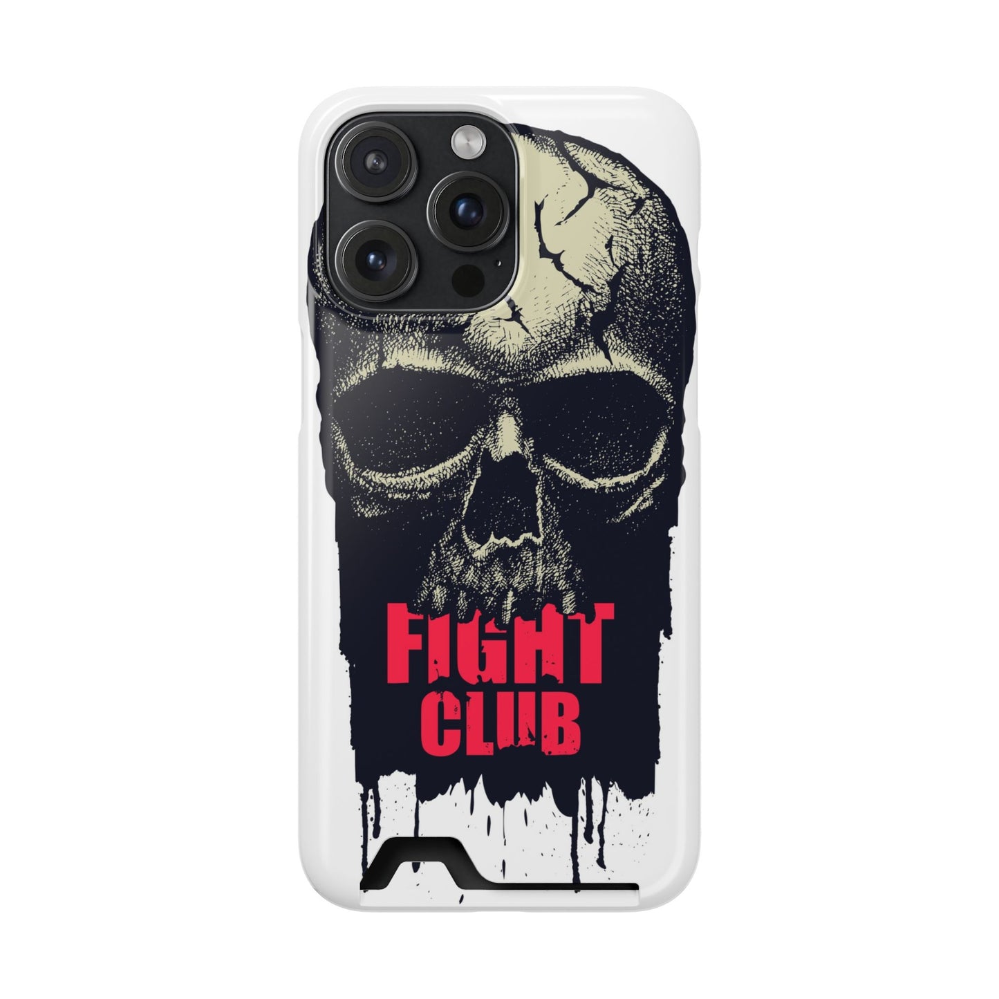 Fight Club Skull Phone Case with Card Holder — Bold Gothic Skull Design