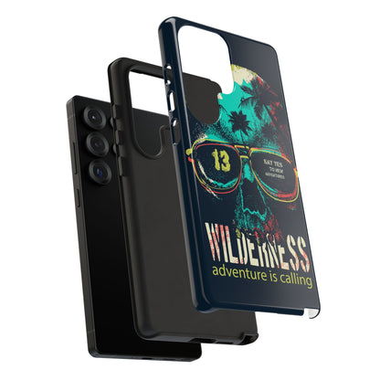 Wilderness Adventure Phone Case — 'Adventure Is Calling' Skull Sunglasses Design
