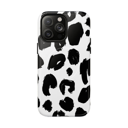 Ink Leopard Magnetic Phone Case — Black & White Animal Print Fashion Protective Cover