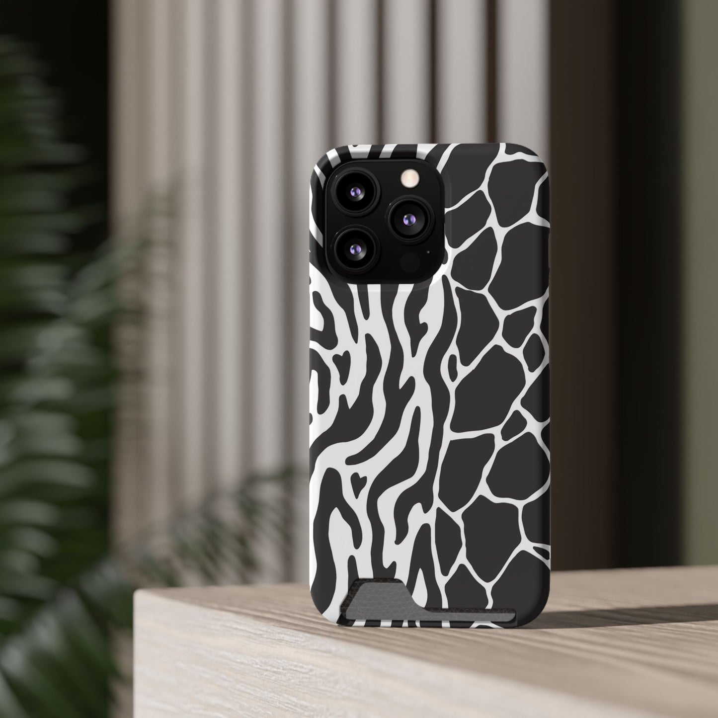 Animal Print Phone Case — Zebra & Giraffe Edition with Card Holder — Slim, Stylish, MagSafe