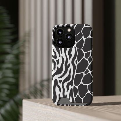 Animal Print Phone Case — Zebra & Giraffe Edition with Card Holder — Slim, Stylish, MagSafe