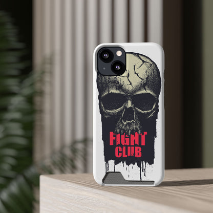 Fight Club Skull Phone Case with Card Holder — Bold Gothic Skull Design