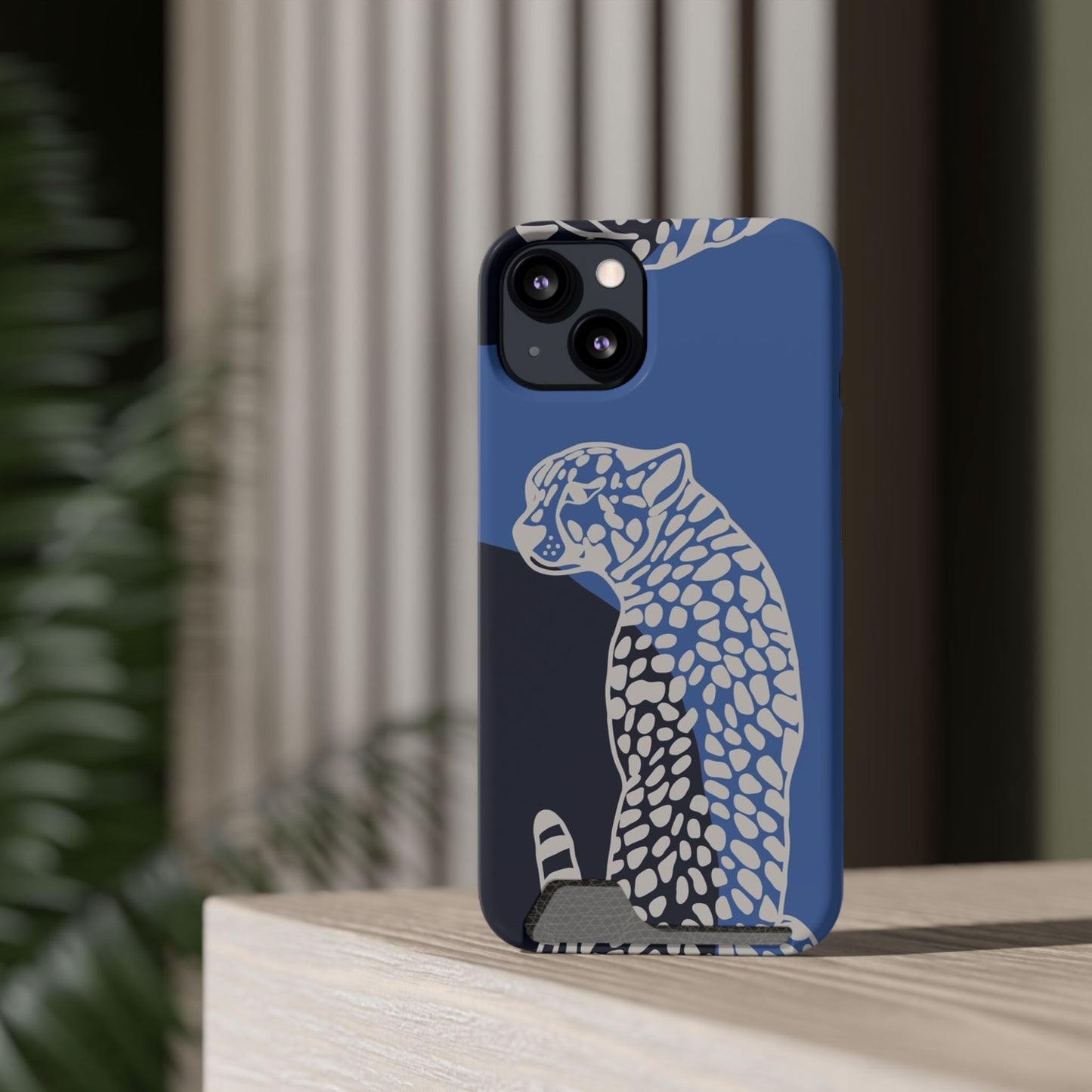Leopard Bleu Card Phone Case — Blue Animal Print Card holder