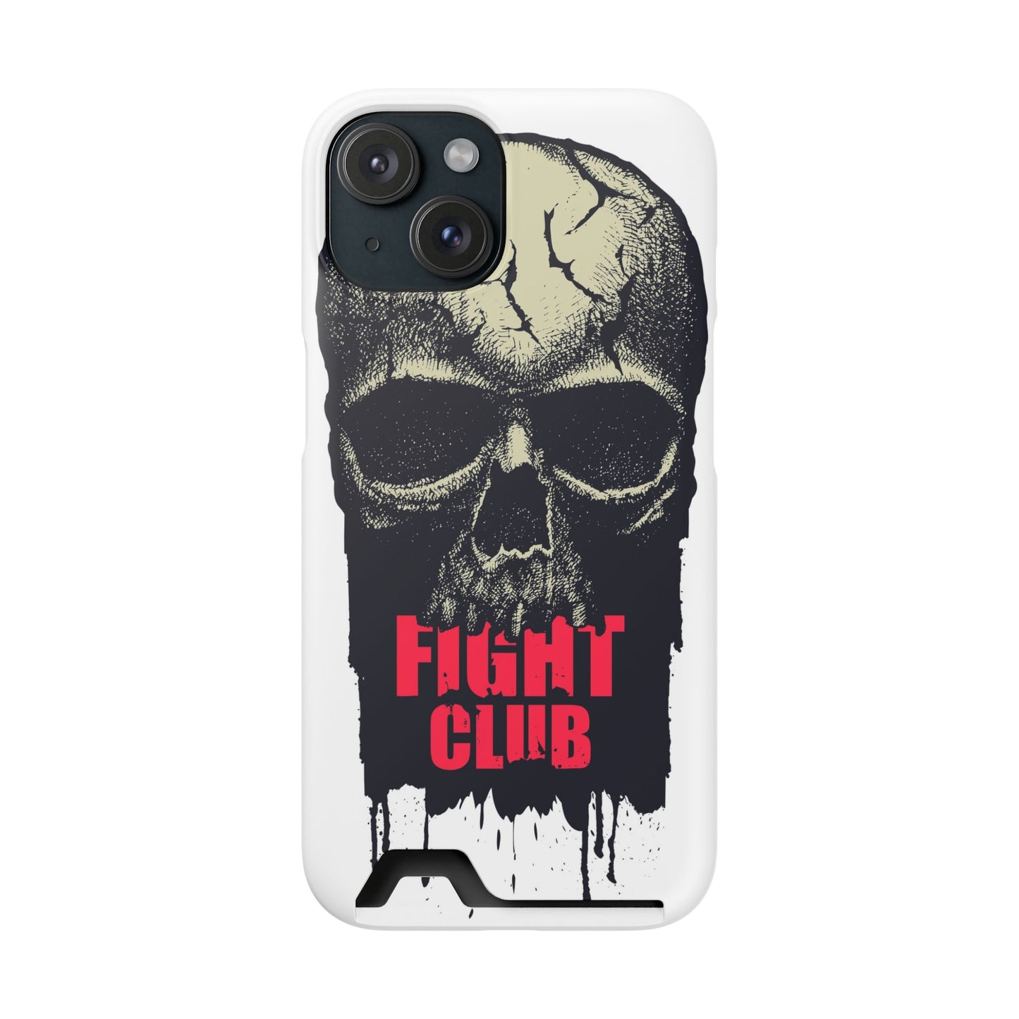 Fight Club Skull Phone Case with Card Holder — Bold Gothic Skull Design