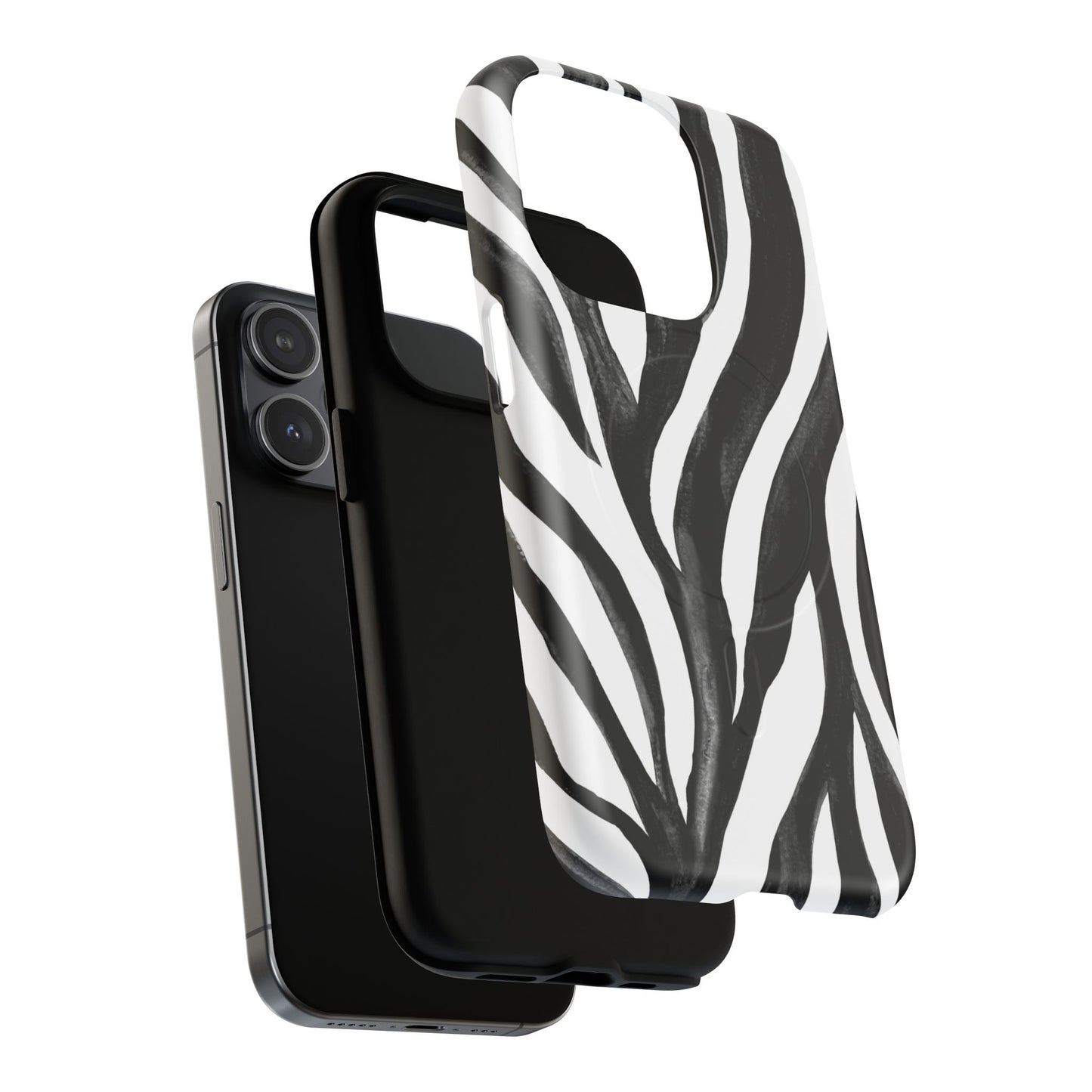 Wild Lines Zebra Stripe Tough Magnetic Phone Case — Black & White Protective Cover