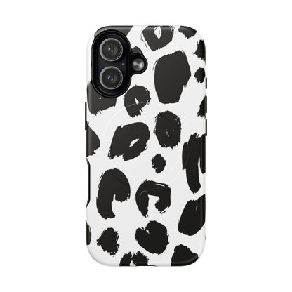 Ink Leopard Magnetic Phone Case — Black & White Animal Print Fashion Protective Cover