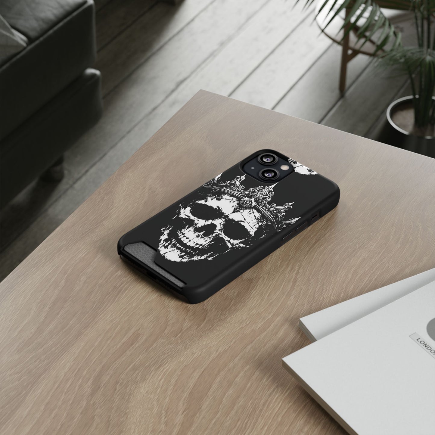 Crowned Chaos - Skull King Card-Holder Phone Case