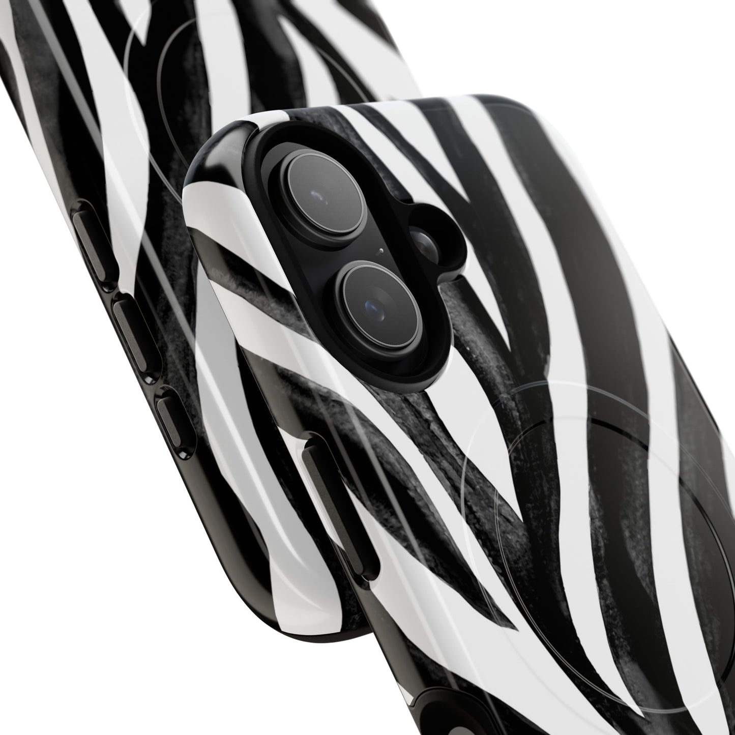 Wild Lines Zebra Stripe Tough Magnetic Phone Case — Black & White Protective Cover