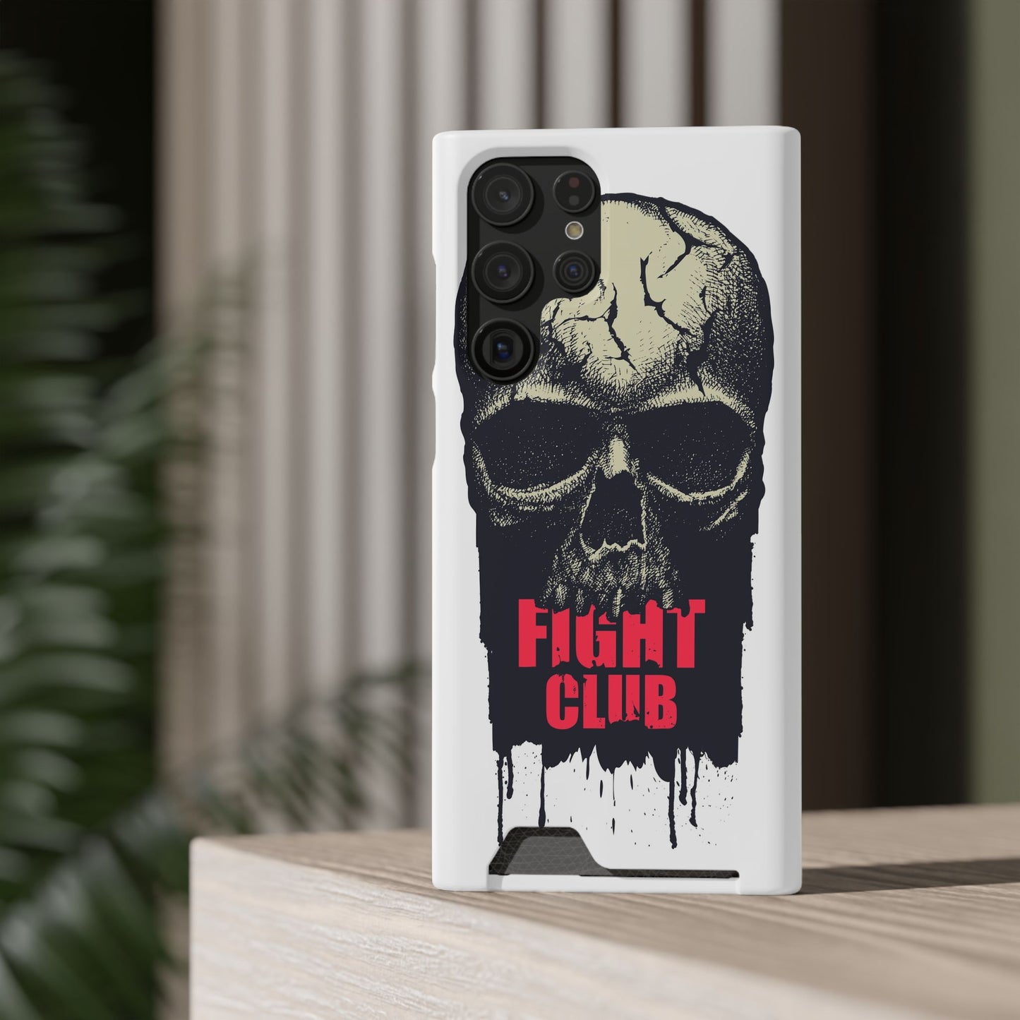 Fight Club Skull Phone Case with Card Holder — Bold Gothic Skull Design
