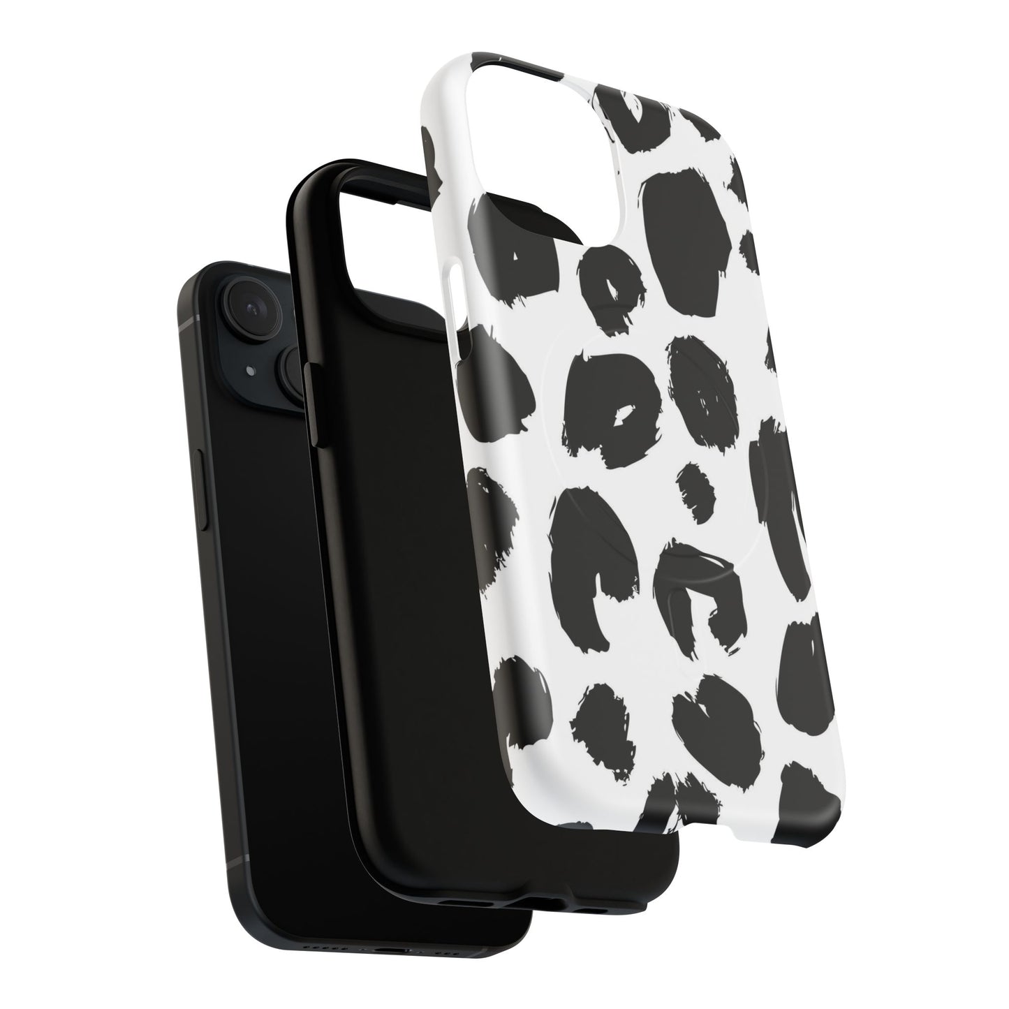 Ink Leopard Magnetic Phone Case — Black & White Animal Print Fashion Protective Cover