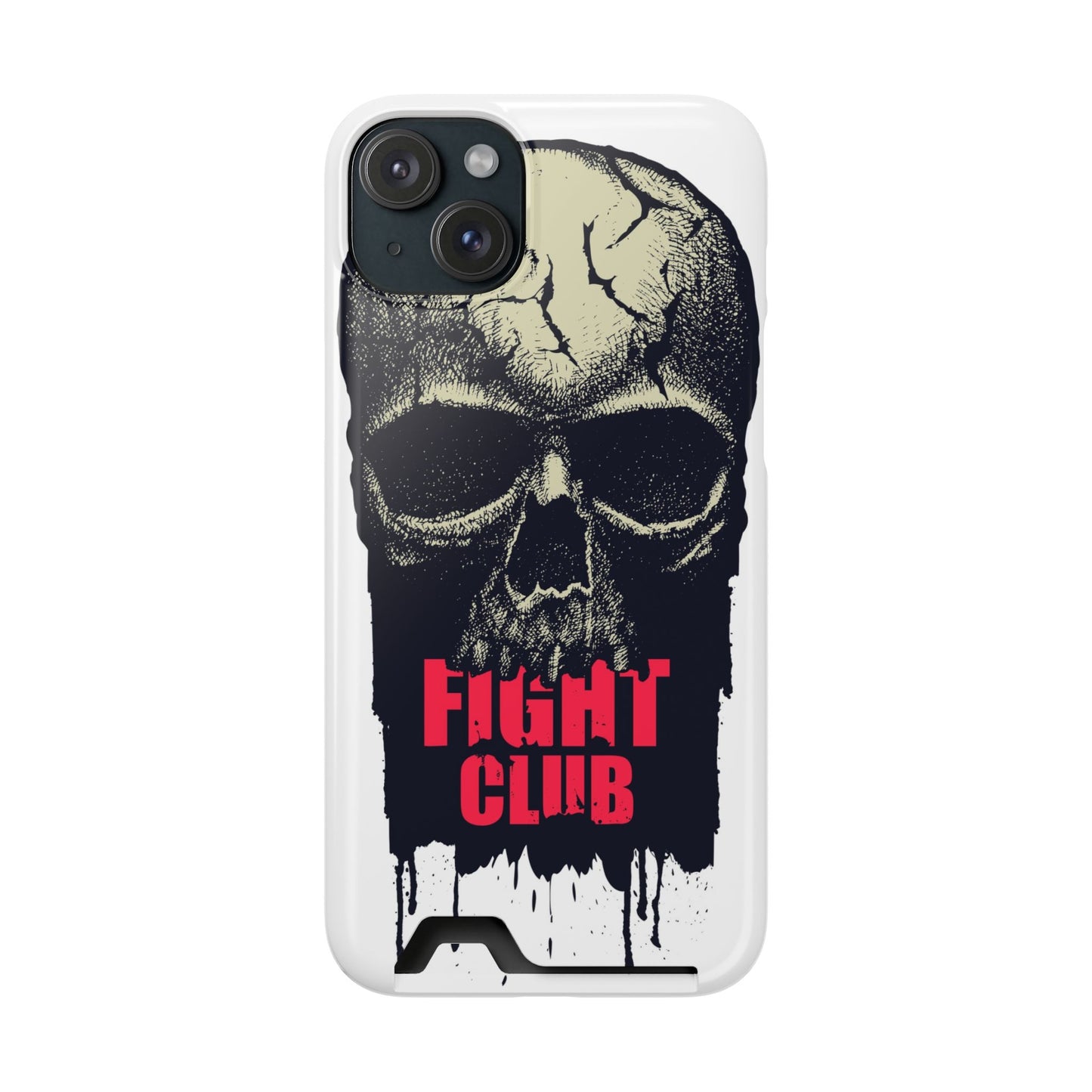 Fight Club Skull Phone Case with Card Holder — Bold Gothic Skull Design