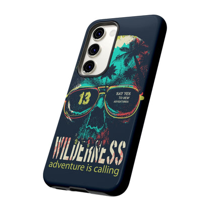 Wilderness Adventure Phone Case — 'Adventure Is Calling' Skull Sunglasses Design