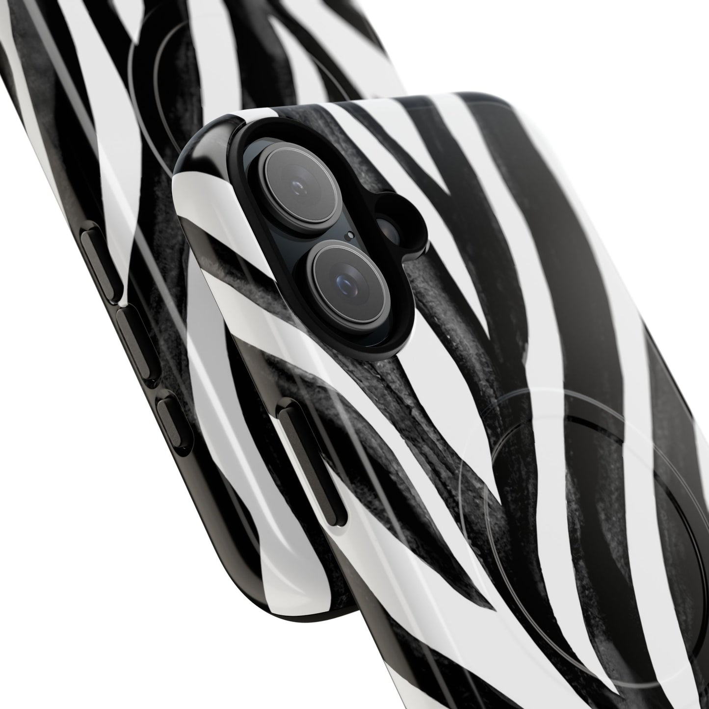 Wild Lines Zebra Stripe Tough Magnetic Phone Case — Black & White Protective Cover