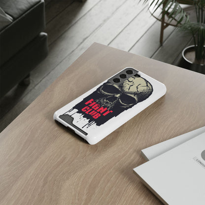 Fight Club Skull Phone Case with Card Holder — Bold Gothic Skull Design