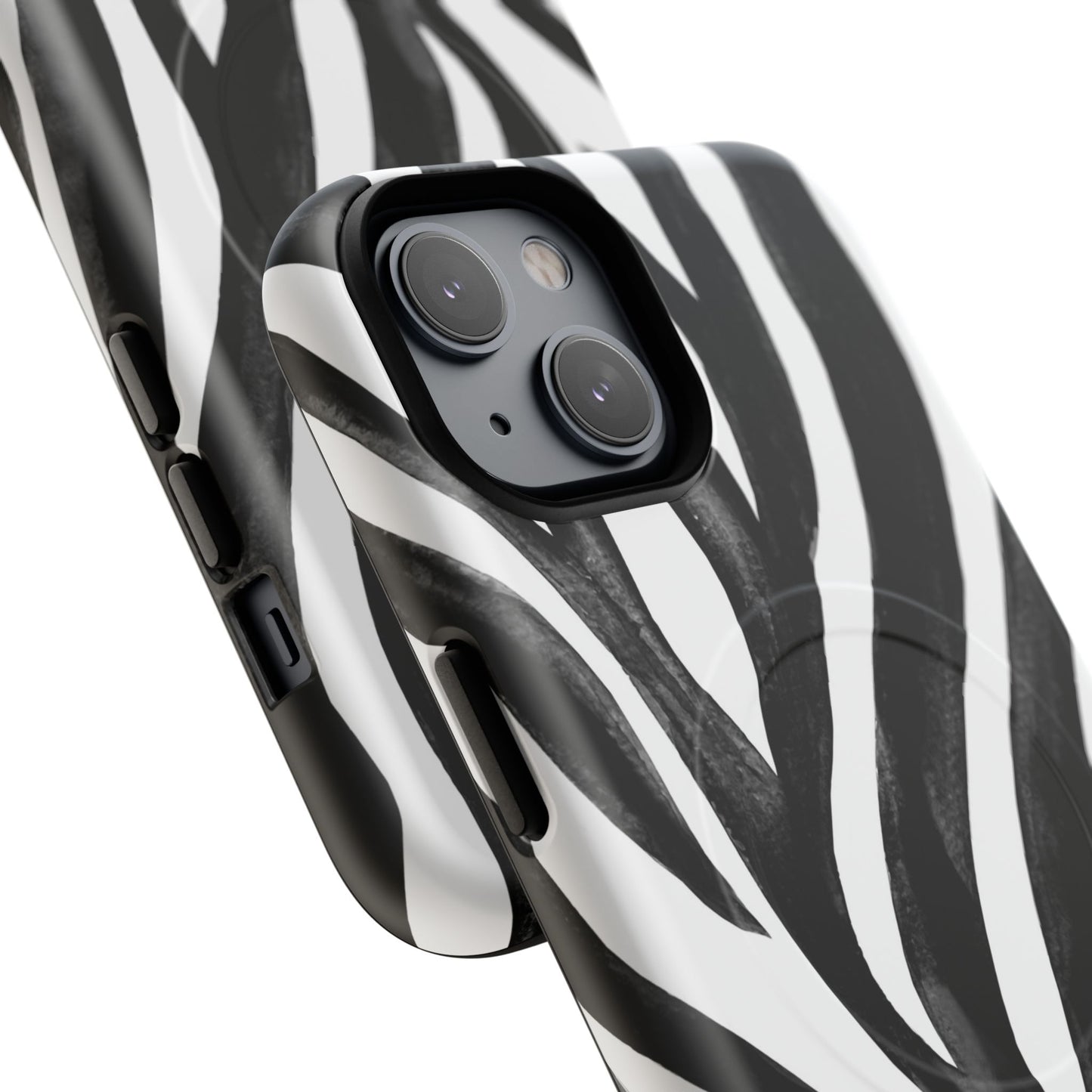 Wild Lines Zebra Stripe Tough Magnetic Phone Case — Black & White Protective Cover