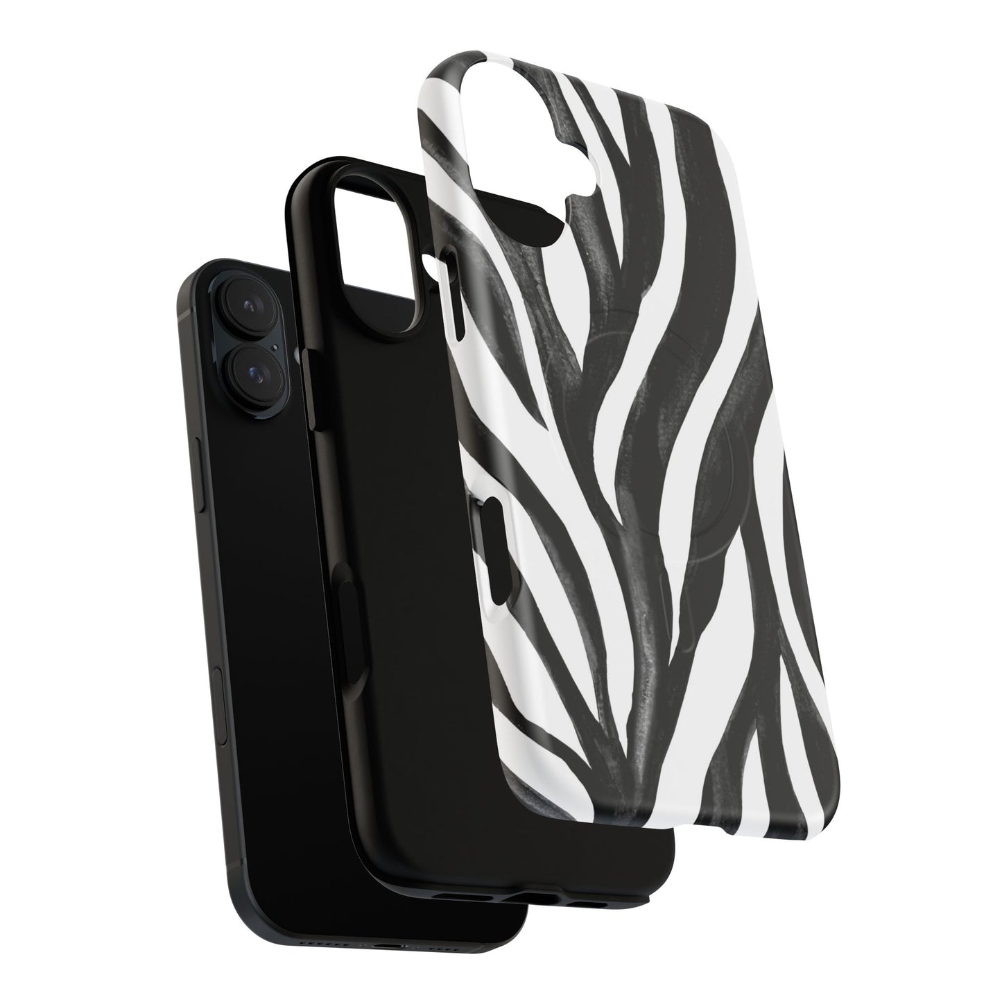 Wild Lines Zebra Stripe Tough Magnetic Phone Case — Black & White Protective Cover