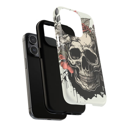 Dark Aura Skull & Roses iPhone Case – Gothic Floral Magnetic Protective Cover