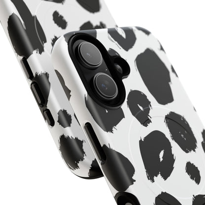 Ink Leopard Magnetic Phone Case — Black & White Animal Print Fashion Protective Cover