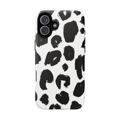 Ink Leopard Magnetic Phone Case — Black & White Animal Print Fashion Protective Cover