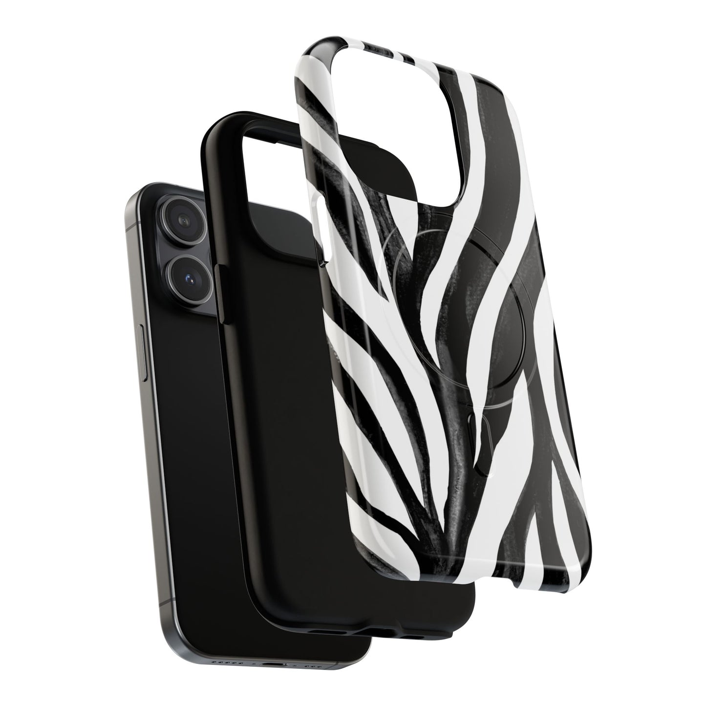 Wild Lines Zebra Stripe Tough Magnetic Phone Case — Black & White Protective Cover