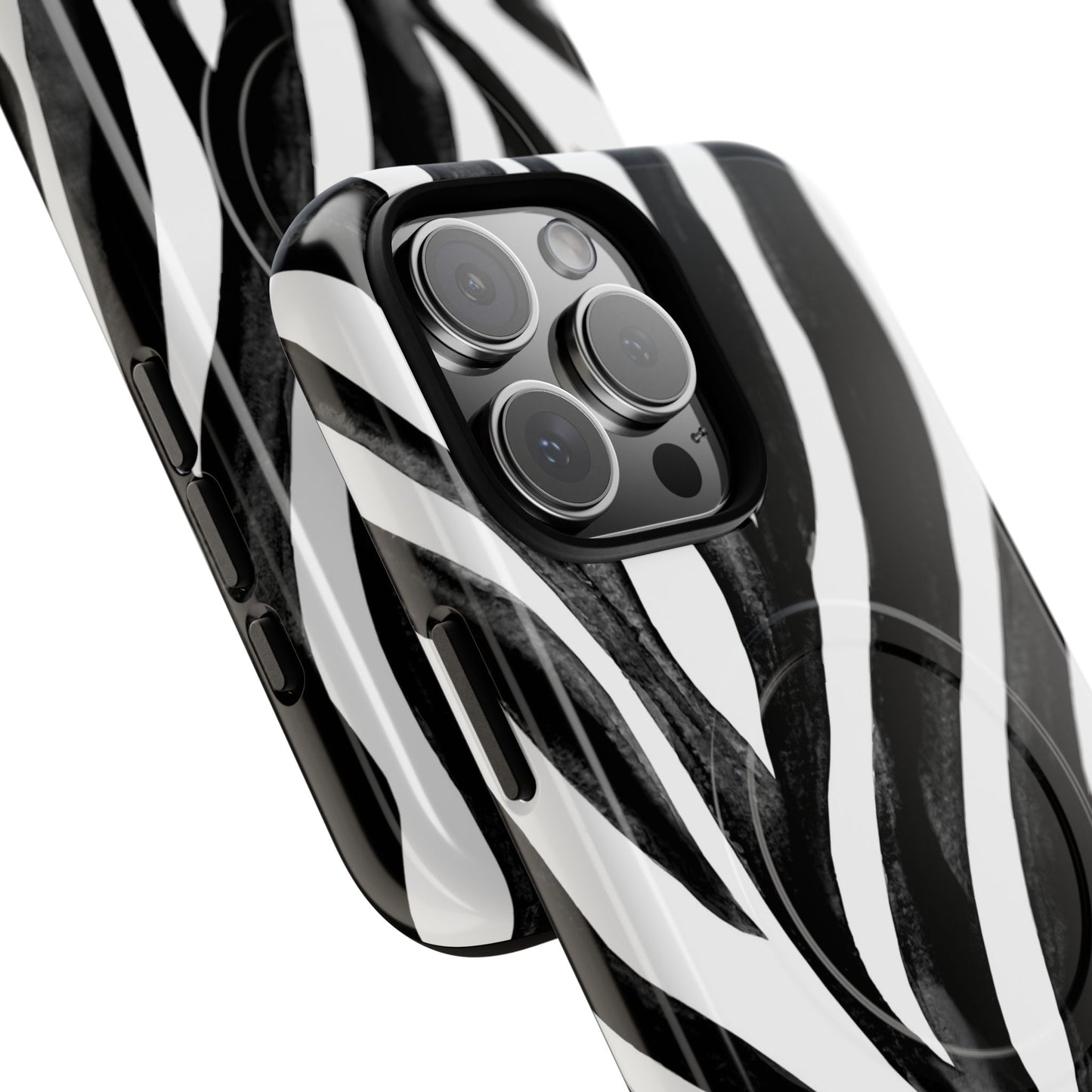 Wild Lines Zebra Stripe Tough Magnetic Phone Case — Black & White Protective Cover