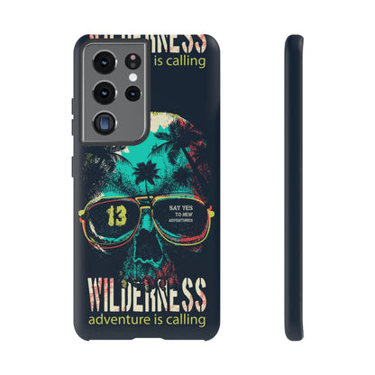 Wilderness Adventure Phone Case — 'Adventure Is Calling' Skull Sunglasses Design