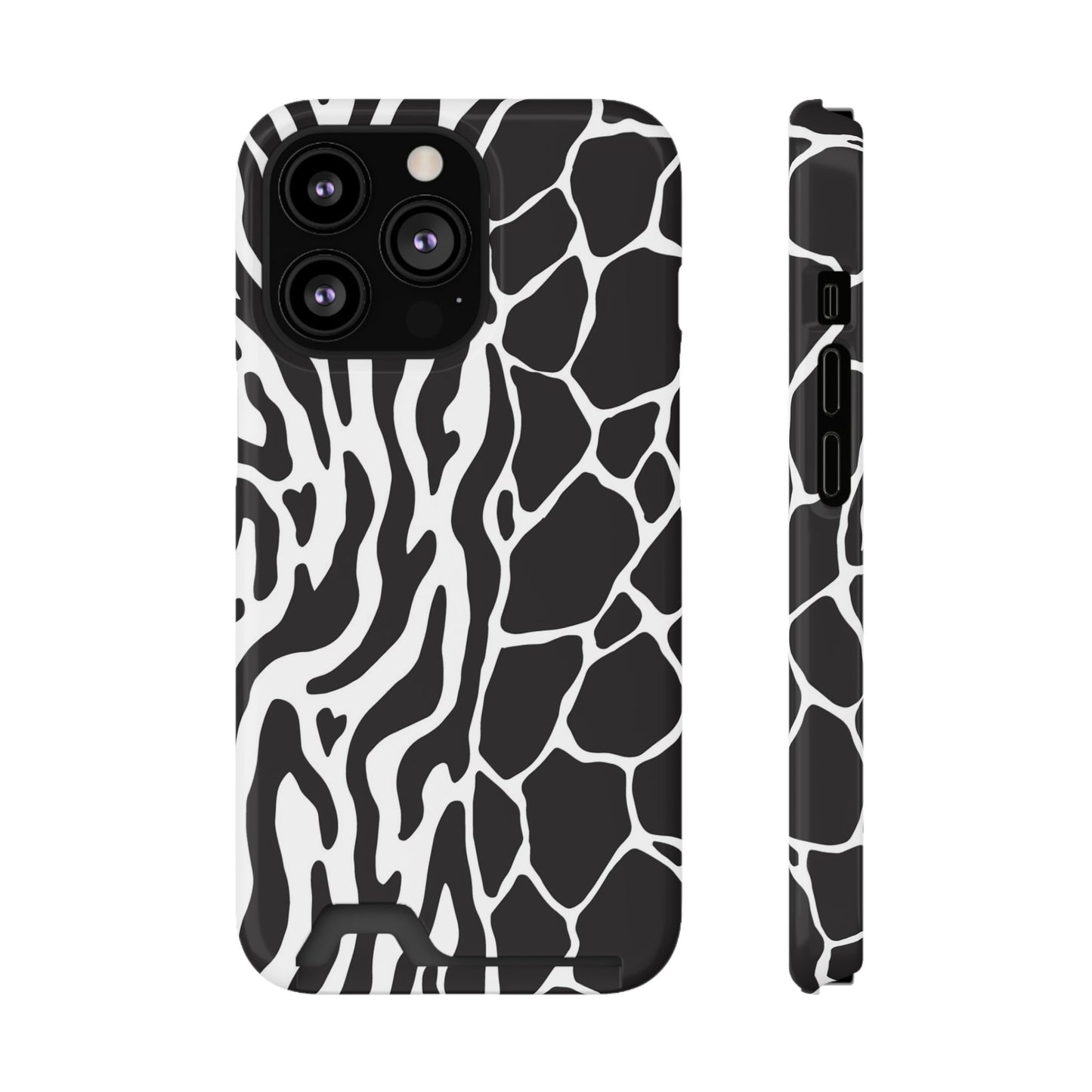 Animal Print Phone Case — Zebra & Giraffe Edition with Card Holder — Slim, Stylish, MagSafe