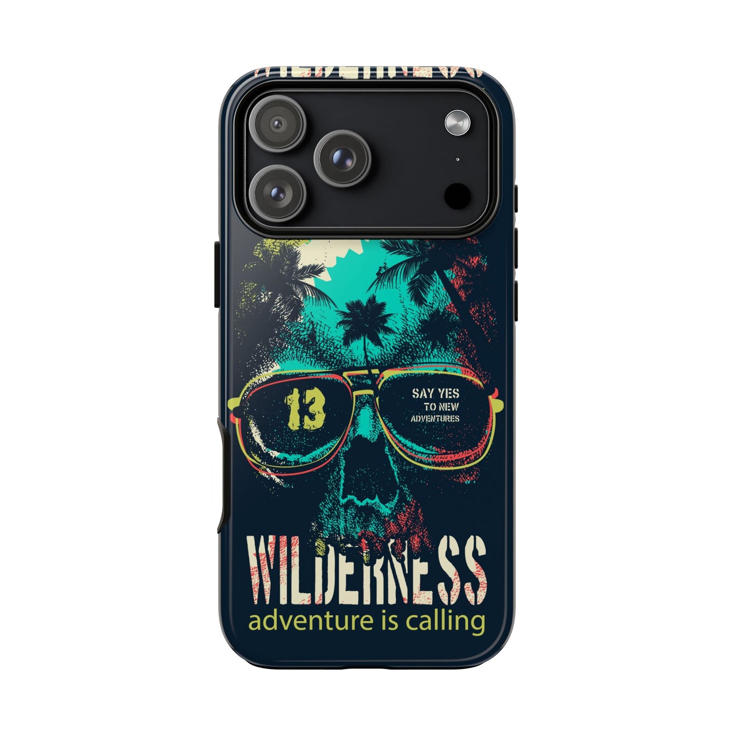 Wilderness Adventure Phone Case — 'Adventure Is Calling' Skull Sunglasses Design