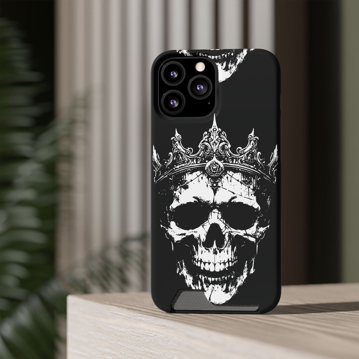 Crowned Chaos - Skull King Card-Holder Phone Case
