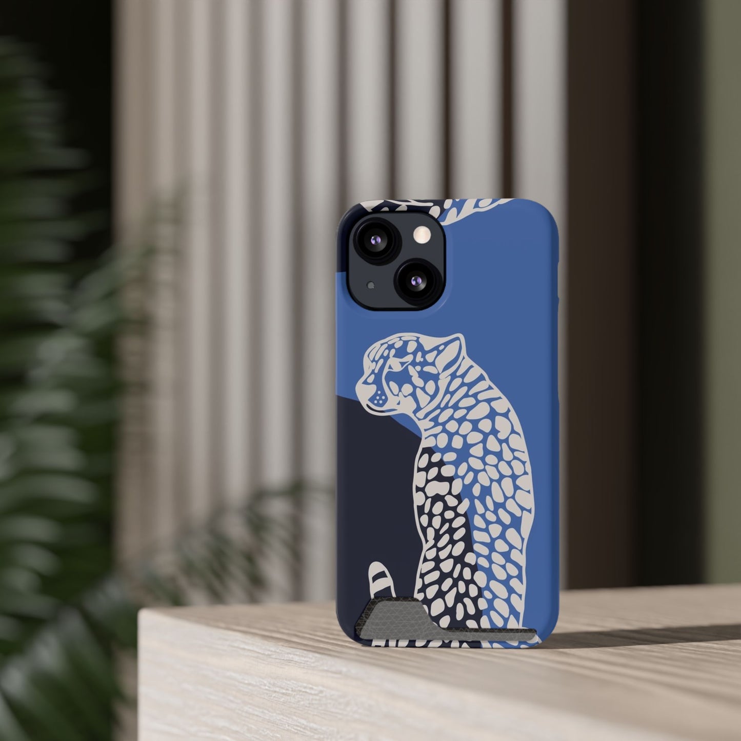 Leopard Bleu Card Phone Case — Blue Animal Print Card holder