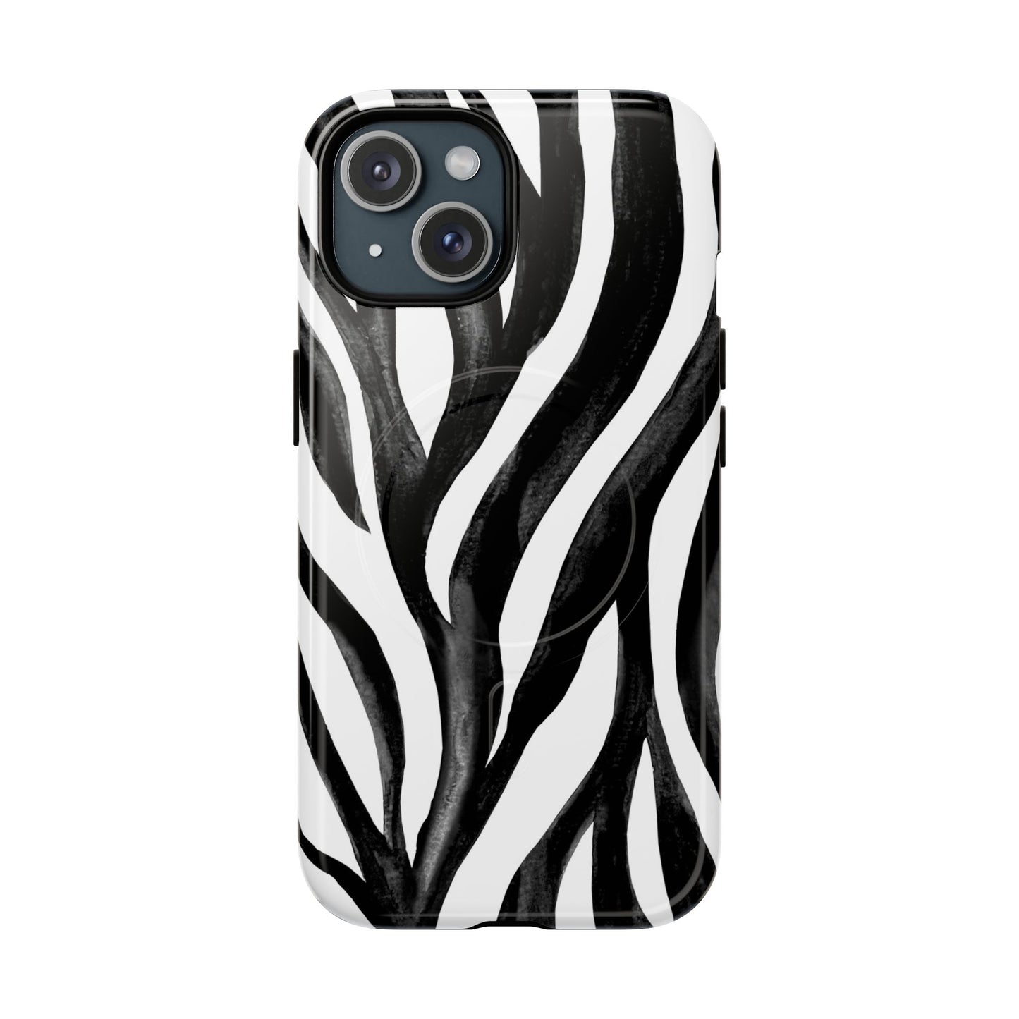 Wild Lines Zebra Stripe Tough Magnetic Phone Case — Black & White Protective Cover