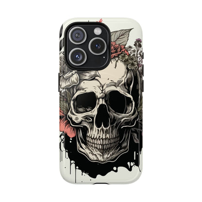 Dark Aura Skull & Roses iPhone Case – Gothic Floral Magnetic Protective Cover