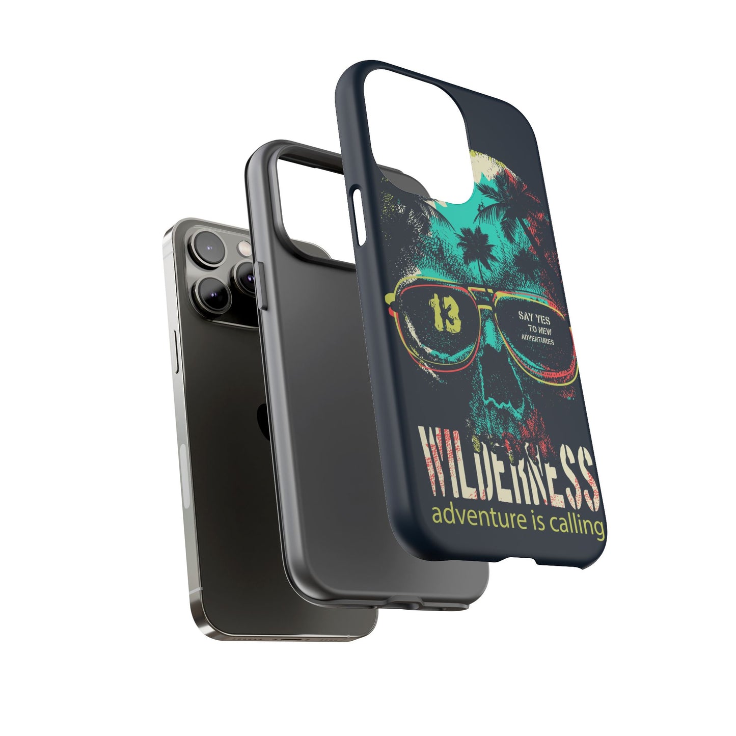Wilderness Adventure Phone Case — 'Adventure Is Calling' Skull Sunglasses Design