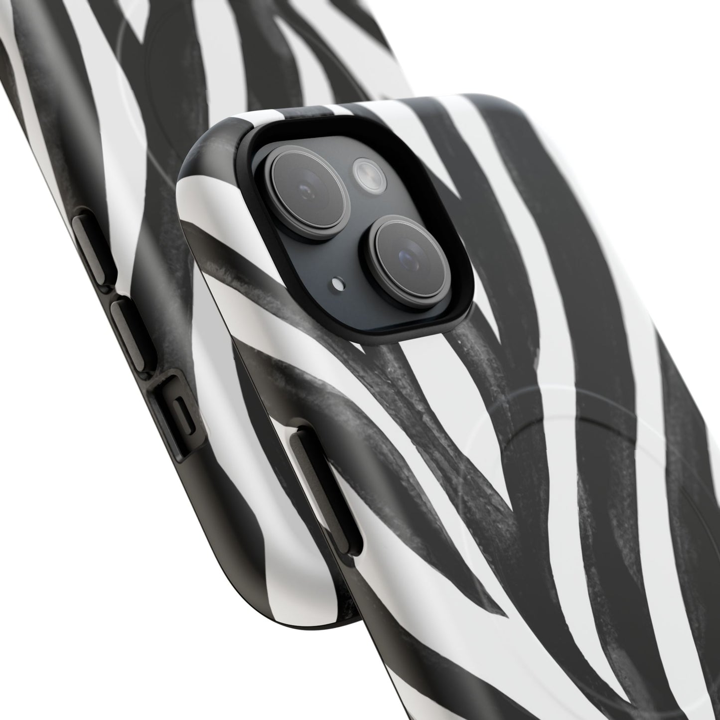 Wild Lines Zebra Stripe Tough Magnetic Phone Case — Black & White Protective Cover