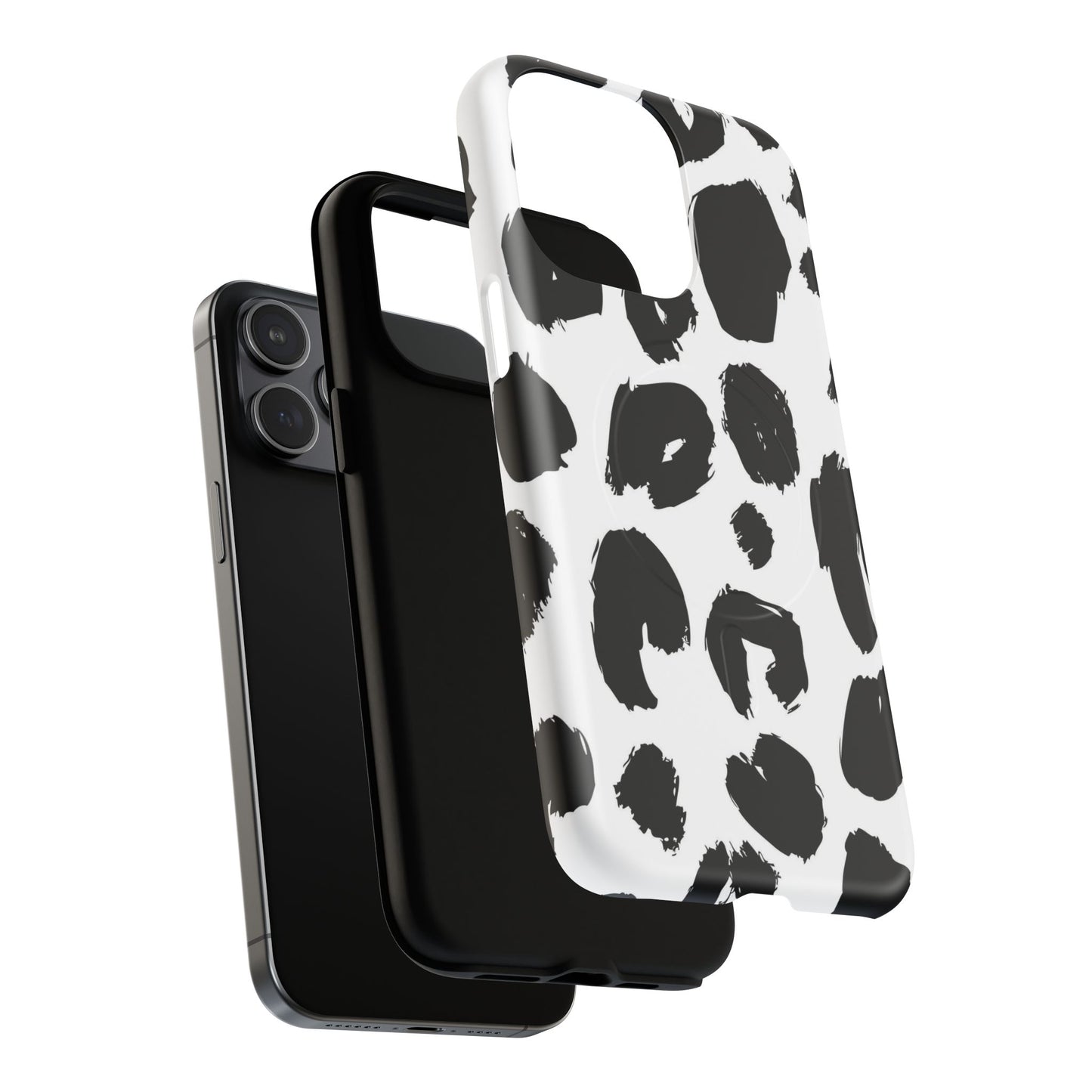Ink Leopard Magnetic Phone Case — Black & White Animal Print Fashion Protective Cover