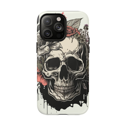 Dark Aura Skull & Roses iPhone Case – Gothic Floral Magnetic Protective Cover