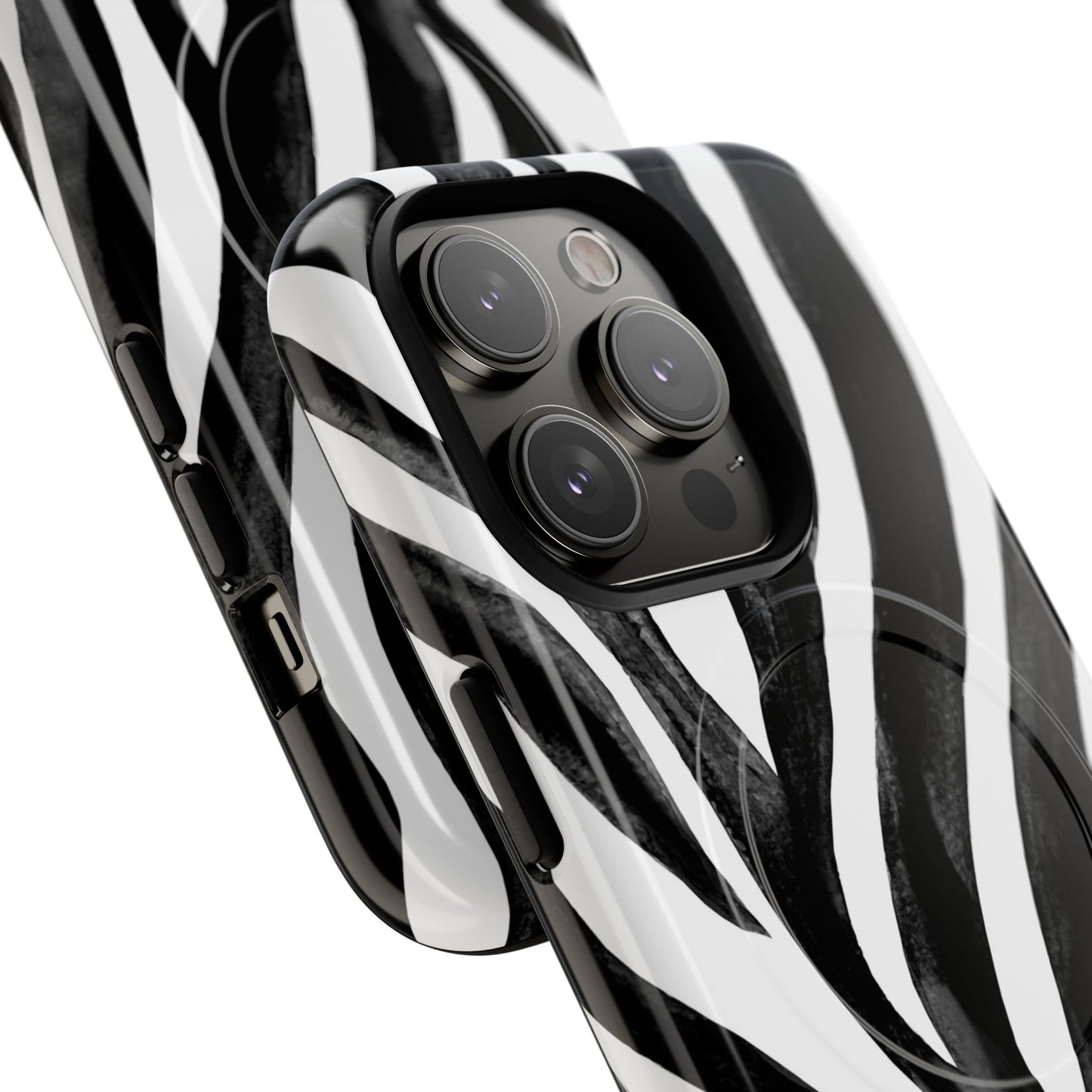 Wild Lines Zebra Stripe Tough Magnetic Phone Case — Black & White Protective Cover