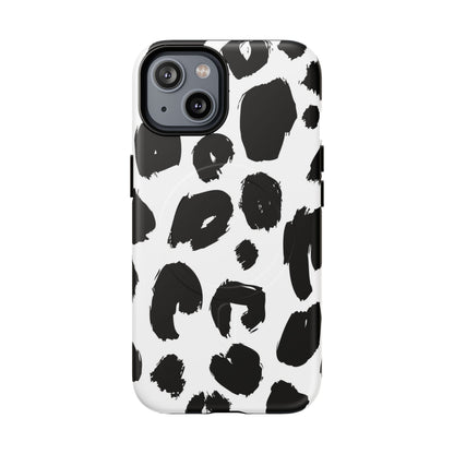 Ink Leopard Magnetic Phone Case — Black & White Animal Print Fashion Protective Cover