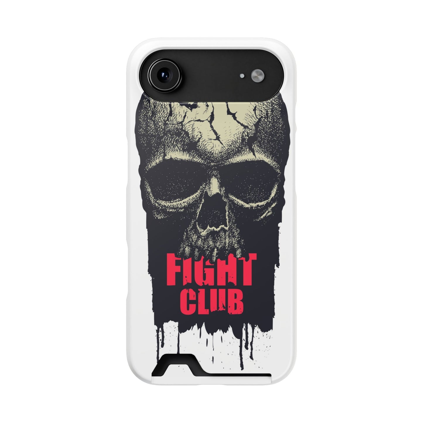 Fight Club Skull Phone Case with Card Holder — Bold Gothic Skull Design