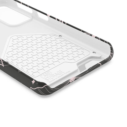 Mystic Skull Dark Aesthetic Phone Case with Card Holder — Gothic Crystal & Feather Design Luxury Cover