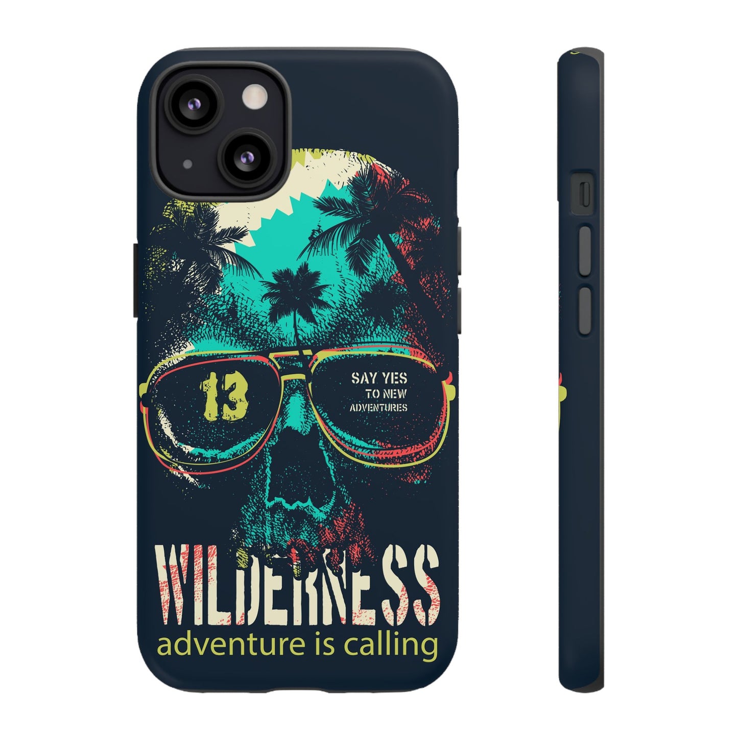 Wilderness Adventure Phone Case — 'Adventure Is Calling' Skull Sunglasses Design