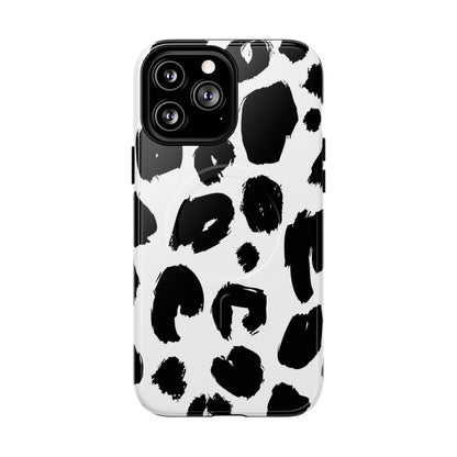 Ink Leopard Magnetic Phone Case — Black & White Animal Print Fashion Protective Cover