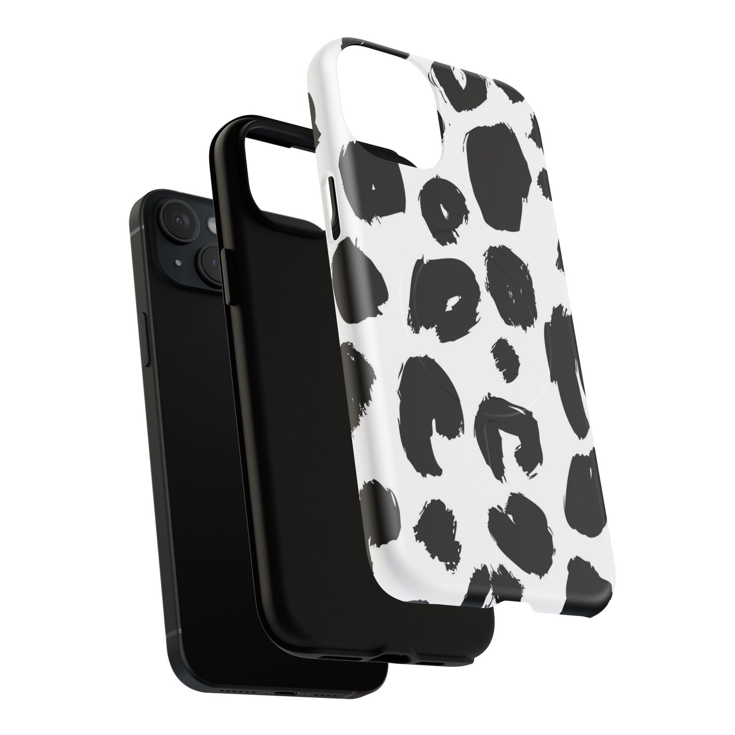 Ink Leopard Magnetic Phone Case — Black & White Animal Print Fashion Protective Cover