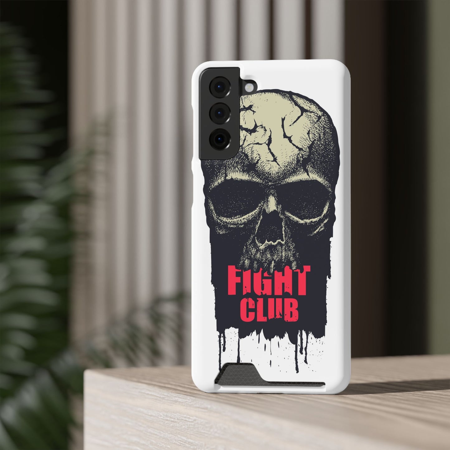 Fight Club Skull Phone Case with Card Holder — Bold Gothic Skull Design