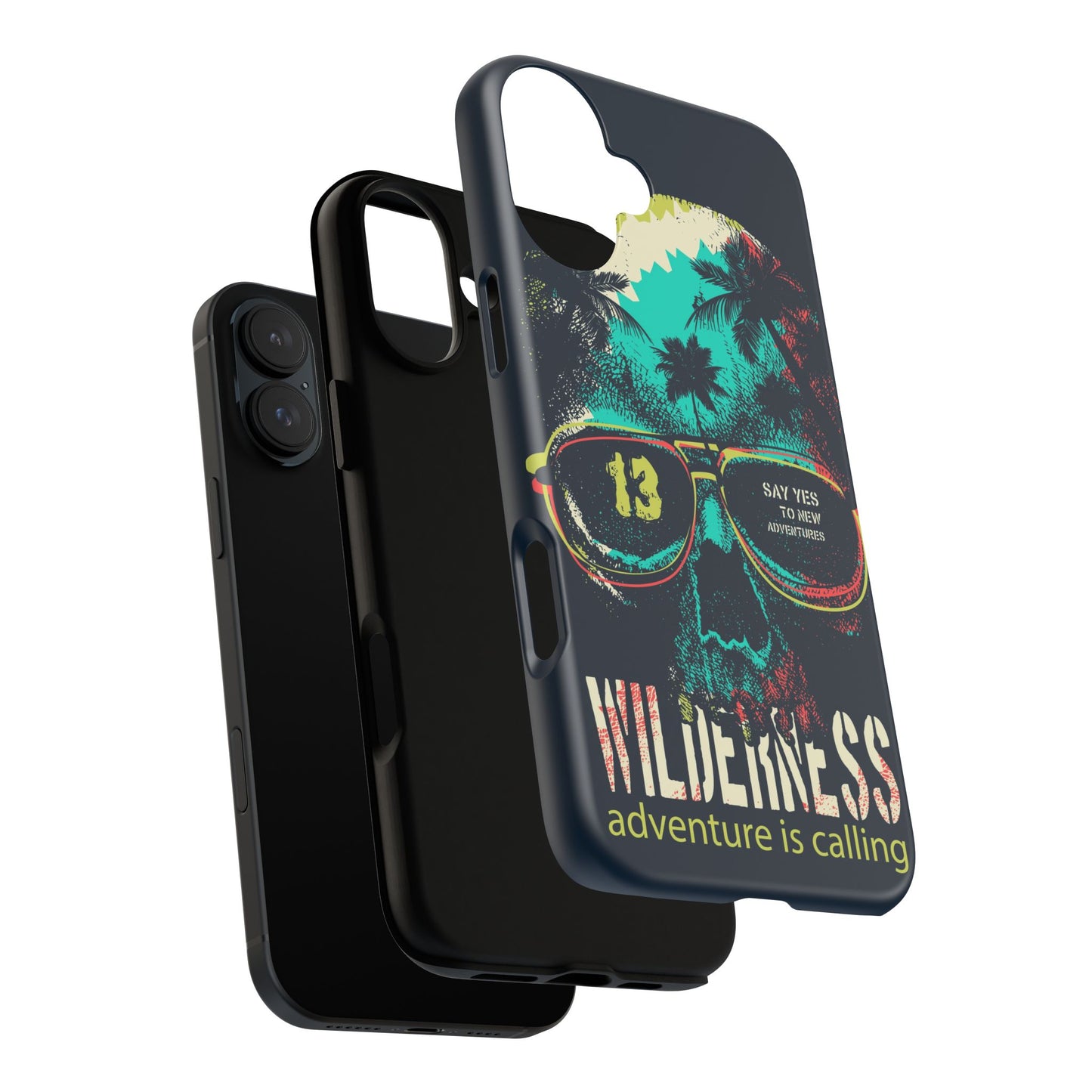 Wilderness Adventure Phone Case — 'Adventure Is Calling' Skull Sunglasses Design