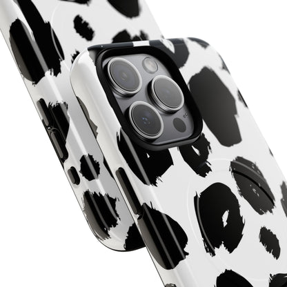 Ink Leopard Magnetic Phone Case — Black & White Animal Print Fashion Protective Cover