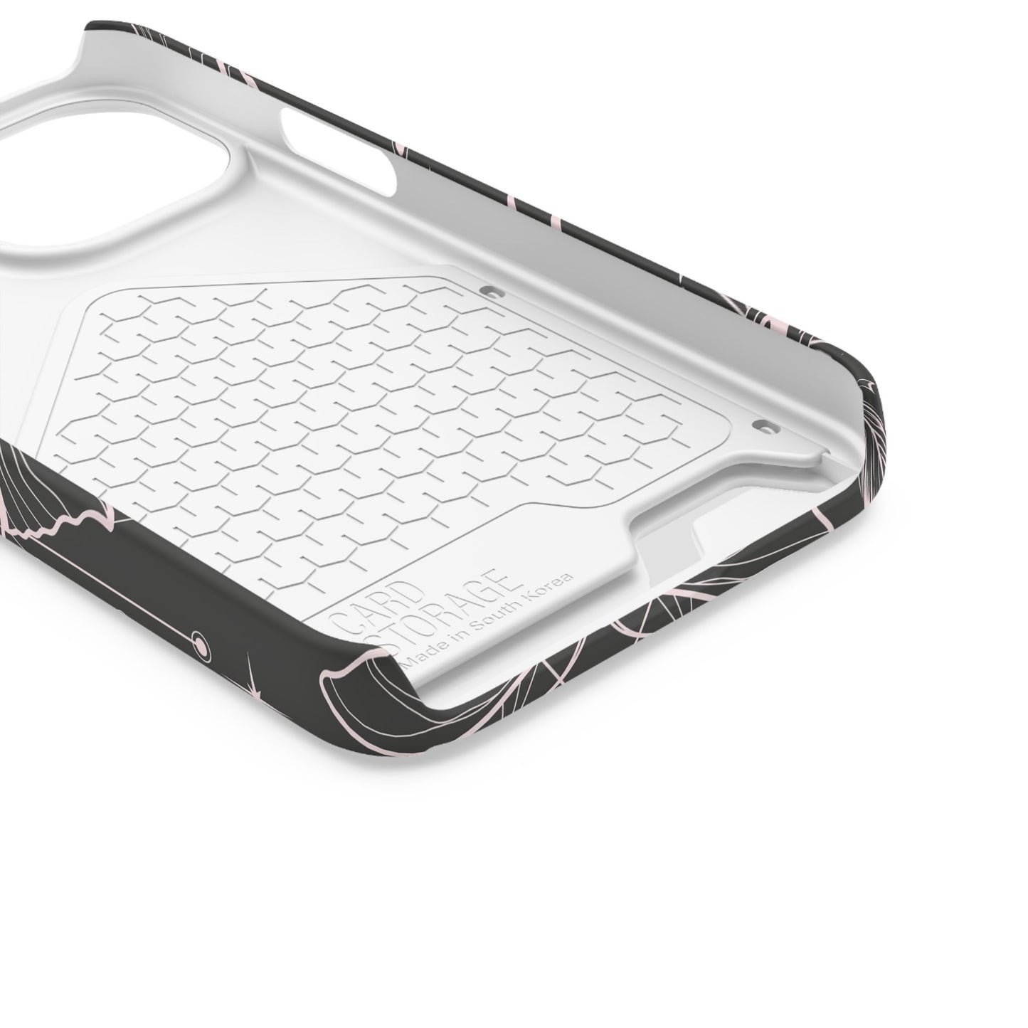 Mystic Skull Dark Aesthetic Phone Case with Card Holder — Gothic Crystal & Feather Design Luxury Cover