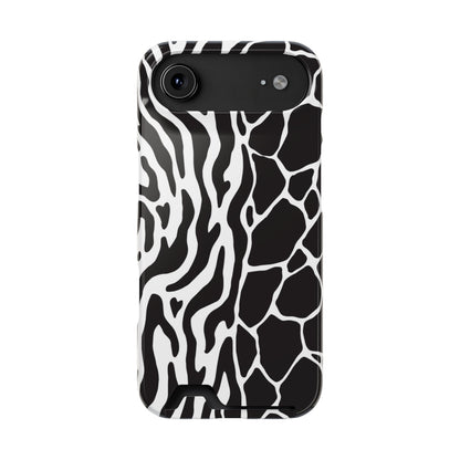 Animal Print Phone Case — Zebra & Giraffe Edition with Card Holder — Slim, Stylish, MagSafe