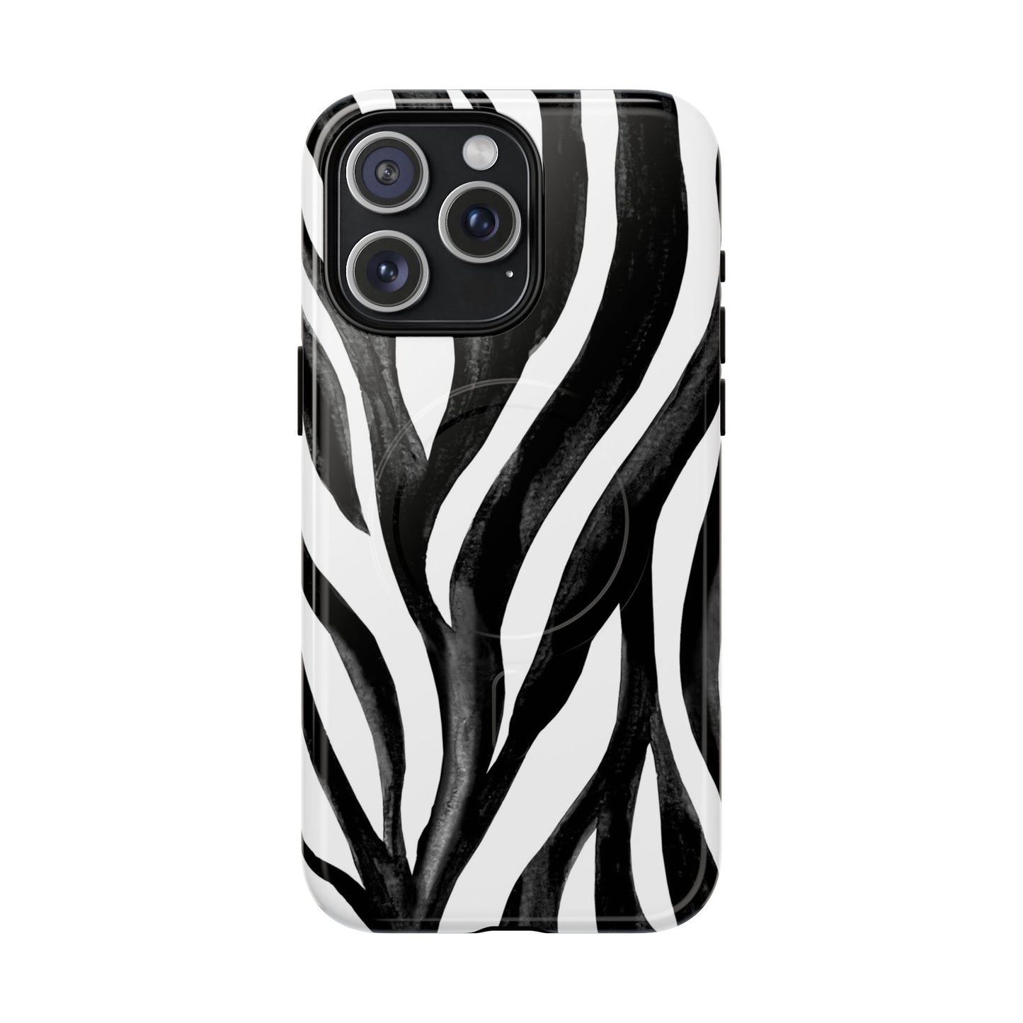 Wild Lines Zebra Stripe Tough Magnetic Phone Case — Black & White Protective Cover